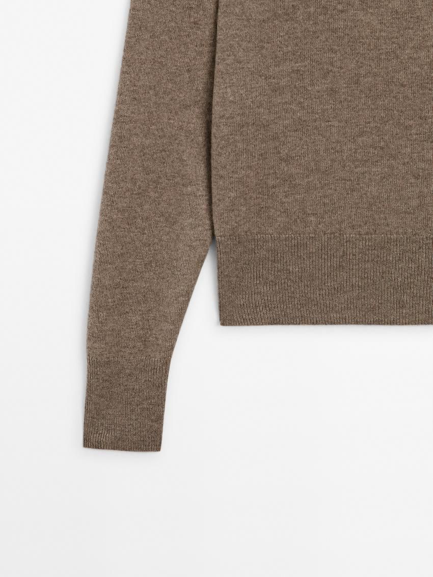 Massimo Dutti Cashmere Wool Crew Neck Women Jumpers Dark Beige | US-OT6039418