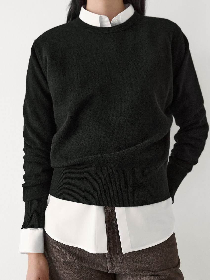 Massimo Dutti Cashmere Wool Crew Neck Women Jumpers Black | US-XL8496523