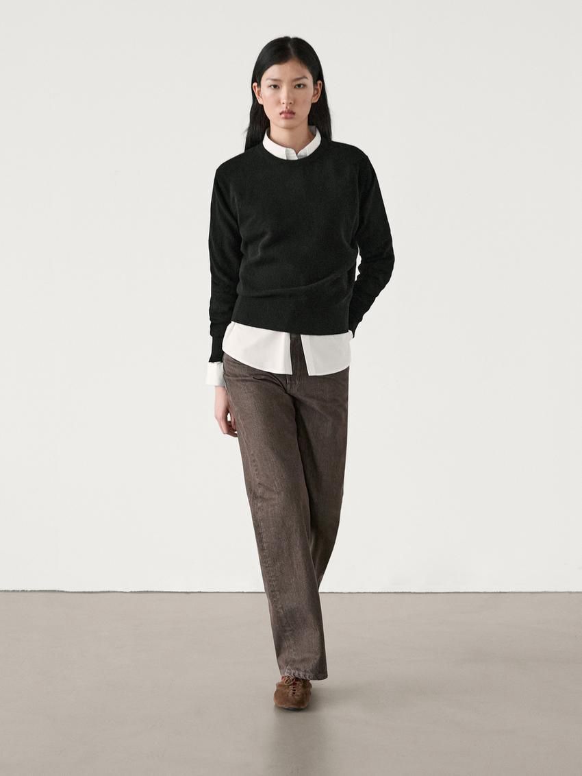 Massimo Dutti Cashmere Wool Crew Neck Women Jumpers Black | US-XL8496523