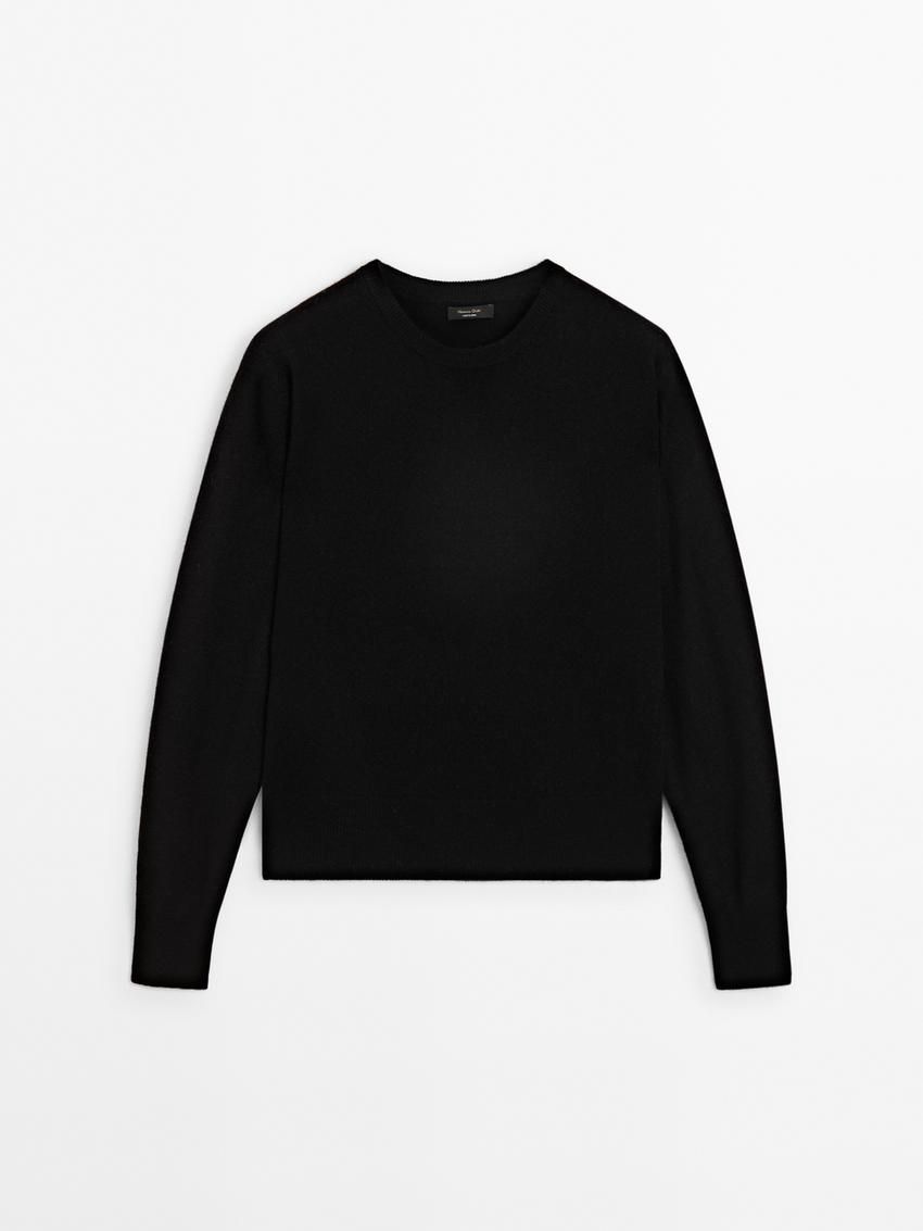Massimo Dutti Cashmere Wool Crew Neck Women Jumpers Black | US-XL8496523