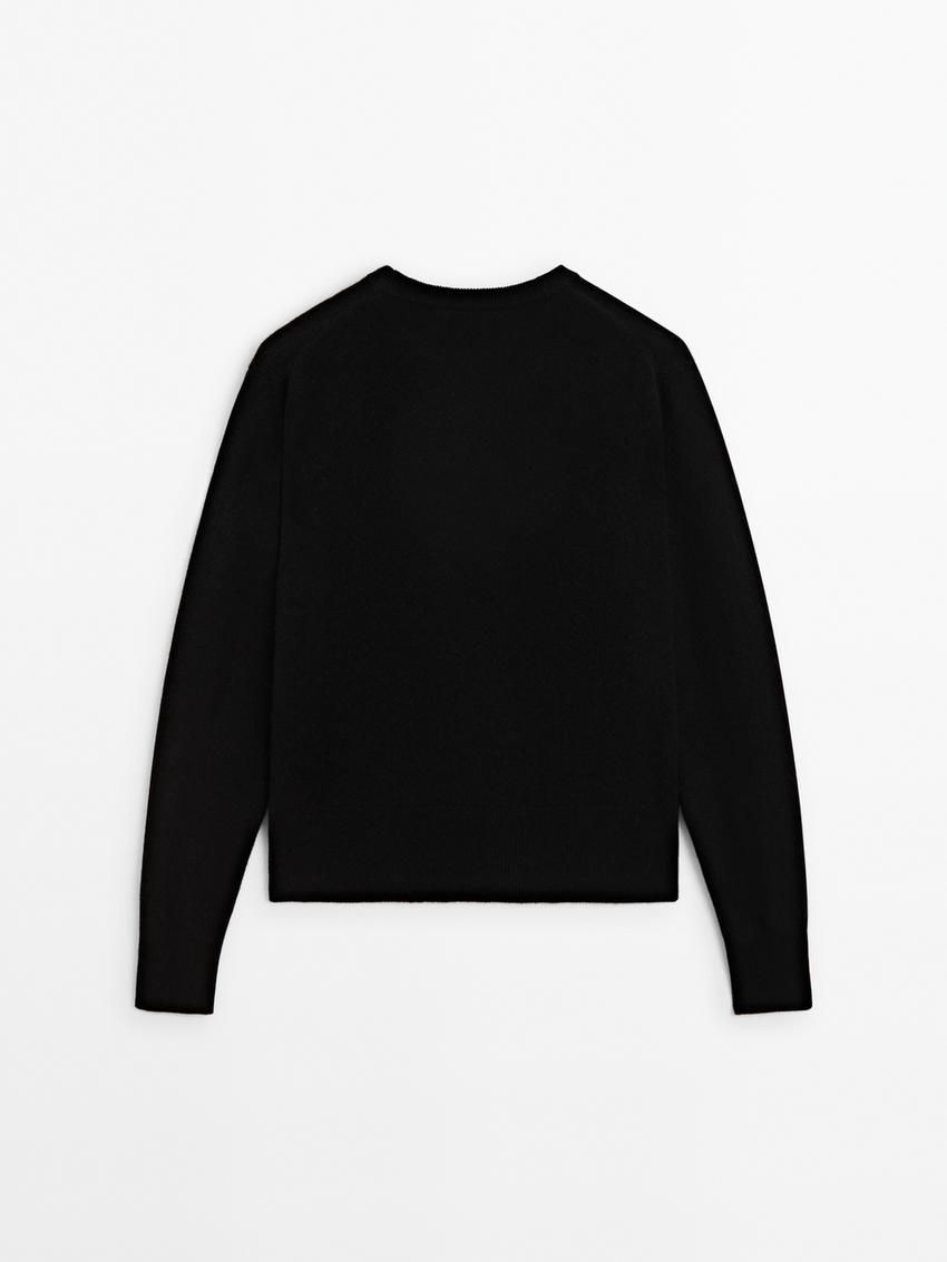 Massimo Dutti Cashmere Wool Crew Neck Women Jumpers Black | US-XL8496523