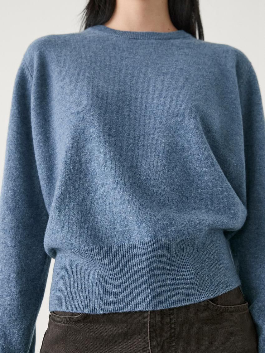 Massimo Dutti Cashmere Wool Crew Neck Women Jumpers Blue | US-IV5820346