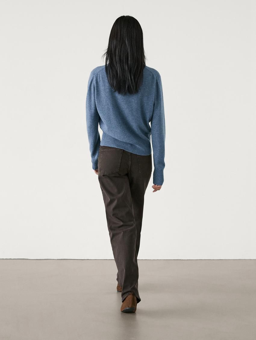 Massimo Dutti Cashmere Wool Crew Neck Women Jumpers Blue | US-IV5820346