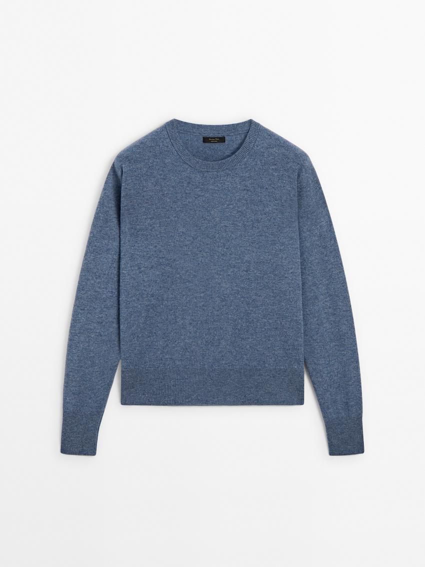 Massimo Dutti Cashmere Wool Crew Neck Women Jumpers Blue | US-IV5820346