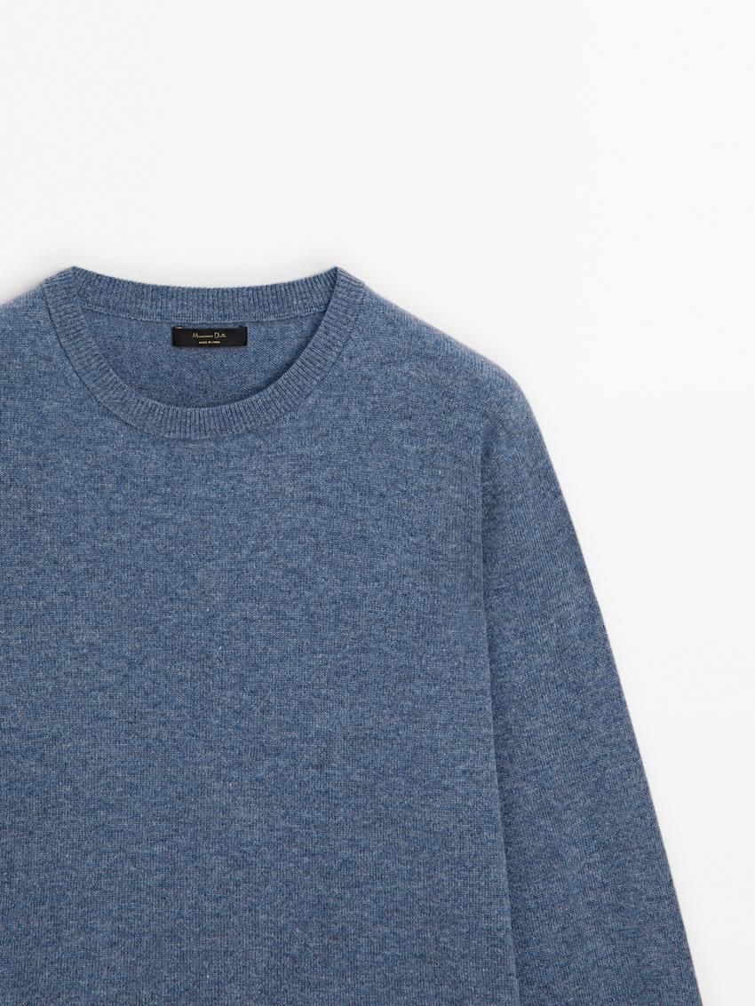 Massimo Dutti Cashmere Wool Crew Neck Women Jumpers Blue | US-IV5820346