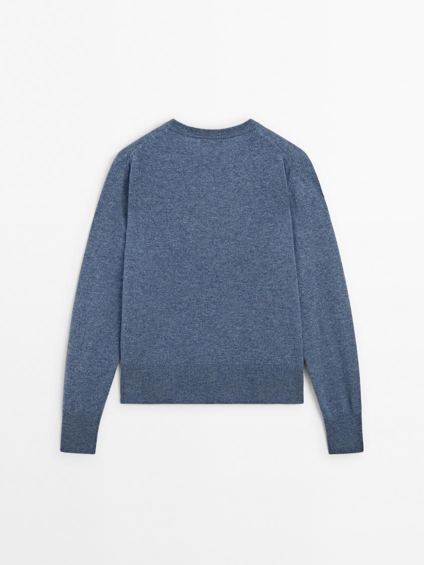 Massimo Dutti Cashmere Wool Crew Neck Women Jumpers Blue | US-IV5820346