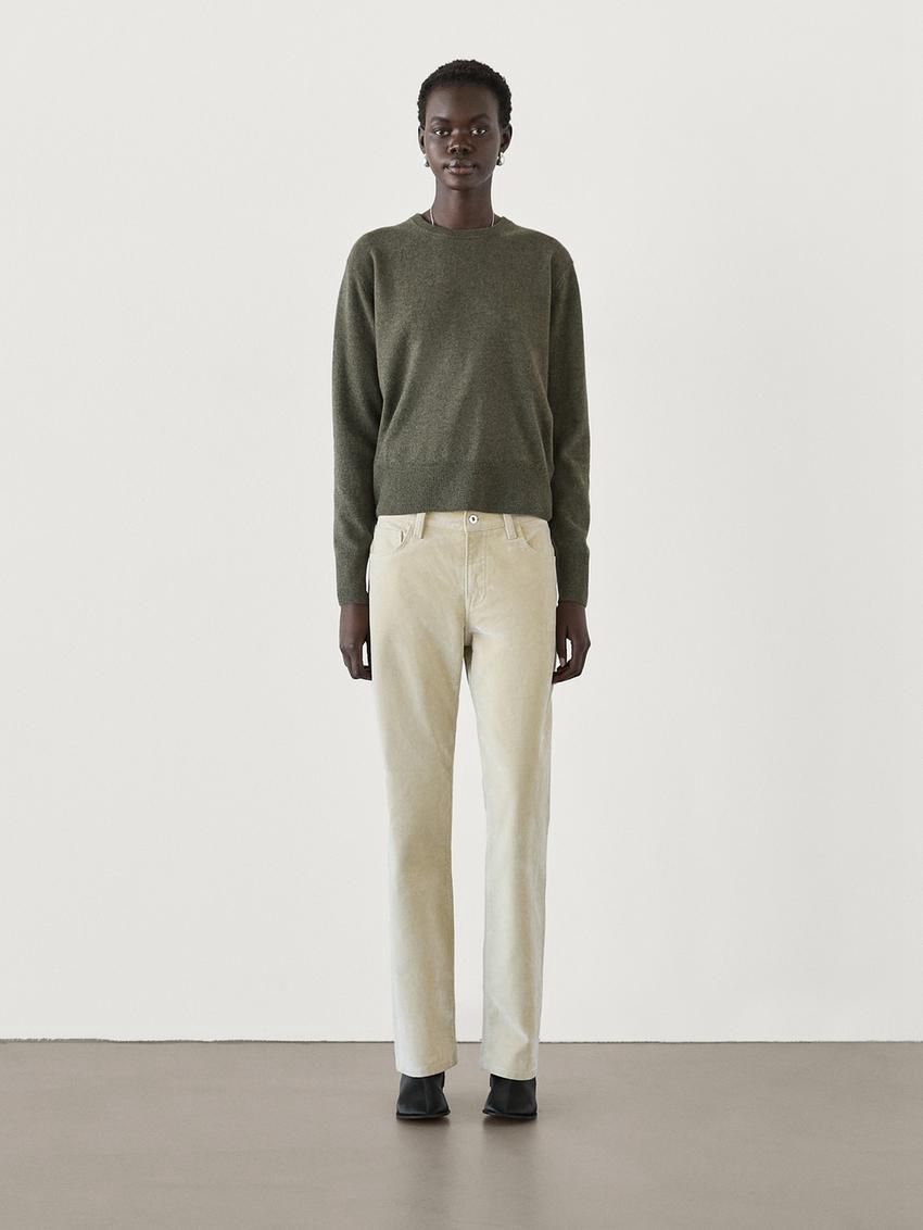 Massimo Dutti Cashmere Wool Crew Neck Women Jumpers Green | US-GH1593074