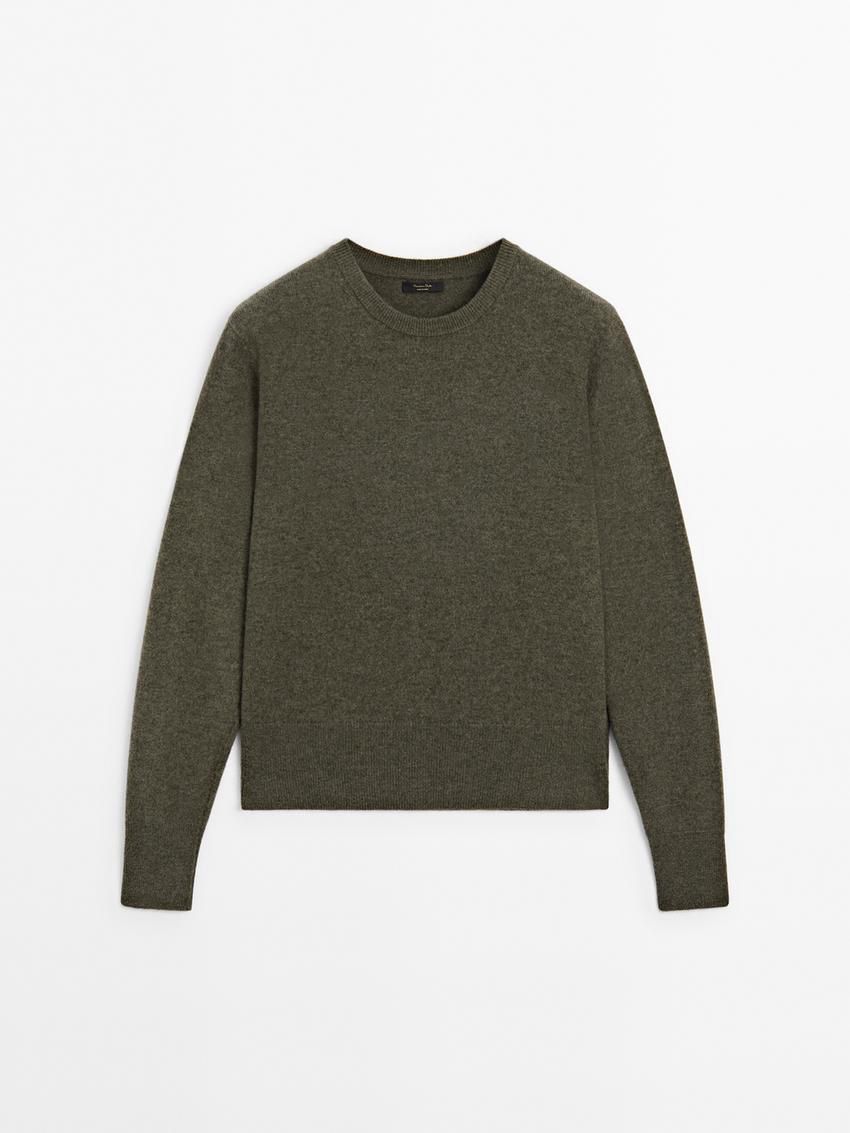 Massimo Dutti Cashmere Wool Crew Neck Women Jumpers Green | US-GH1593074