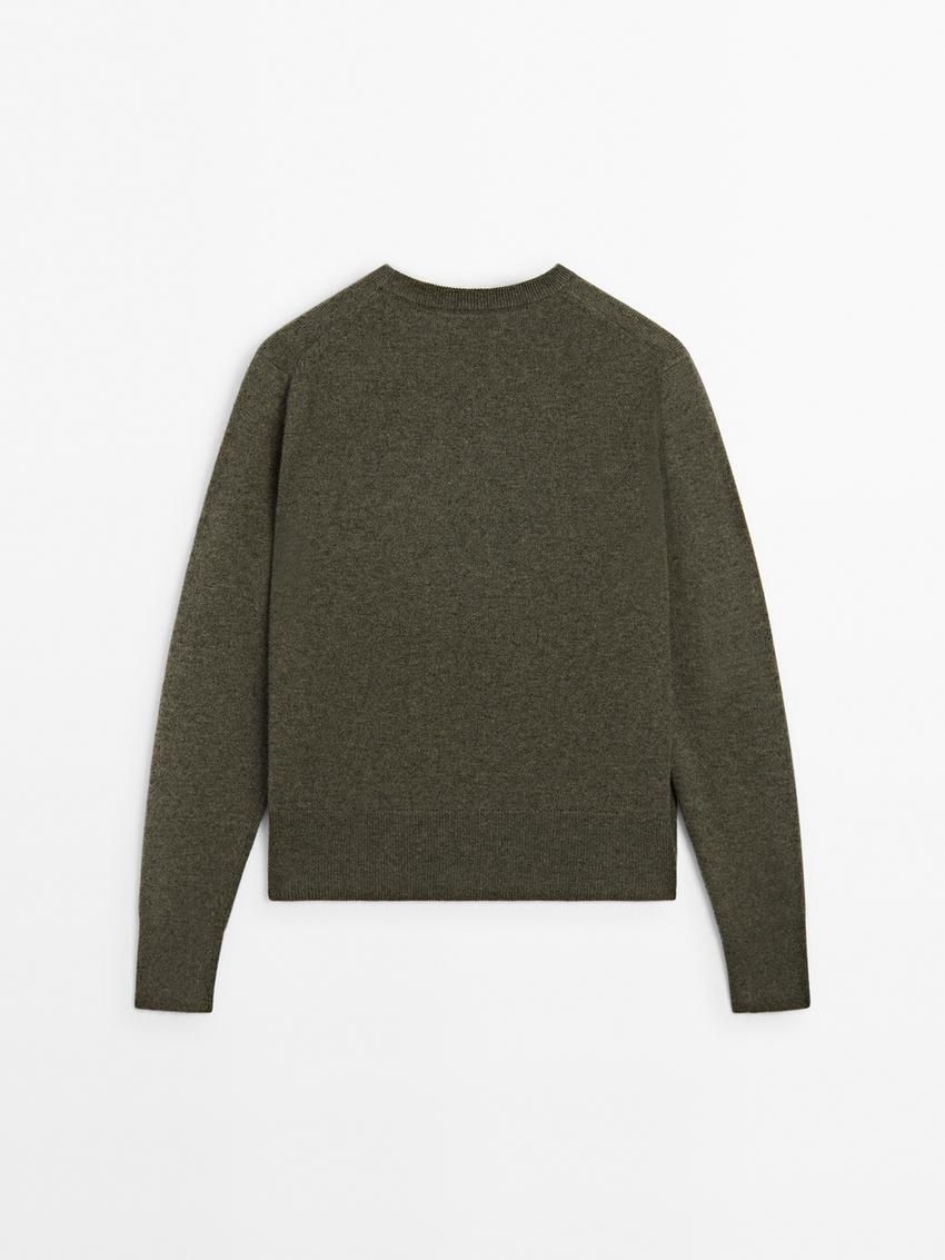 Massimo Dutti Cashmere Wool Crew Neck Women Jumpers Green | US-GH1593074
