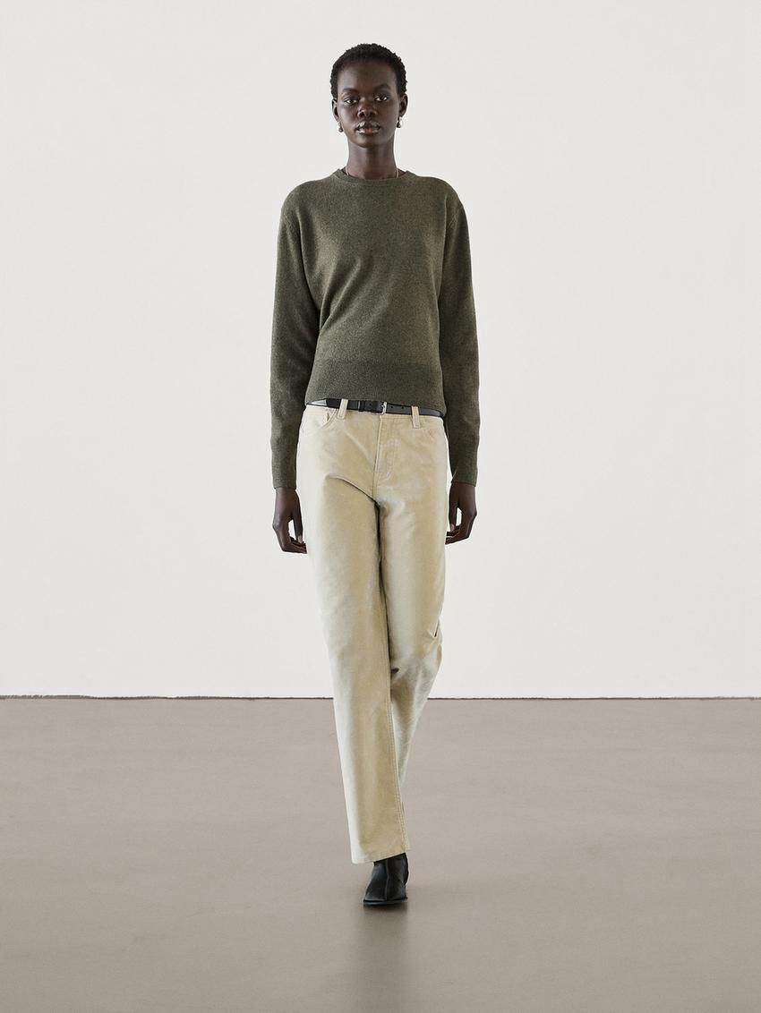 Massimo Dutti Cashmere Wool Crew Neck Women Jumpers Green | US-GH1593074