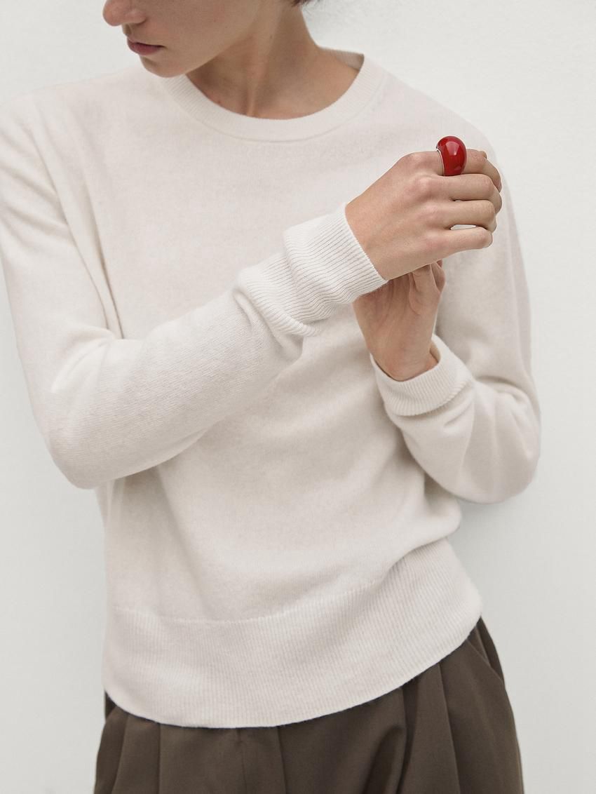 Massimo Dutti Cashmere Wool Crew Neck Women Jumpers Beige | US-PE0619354