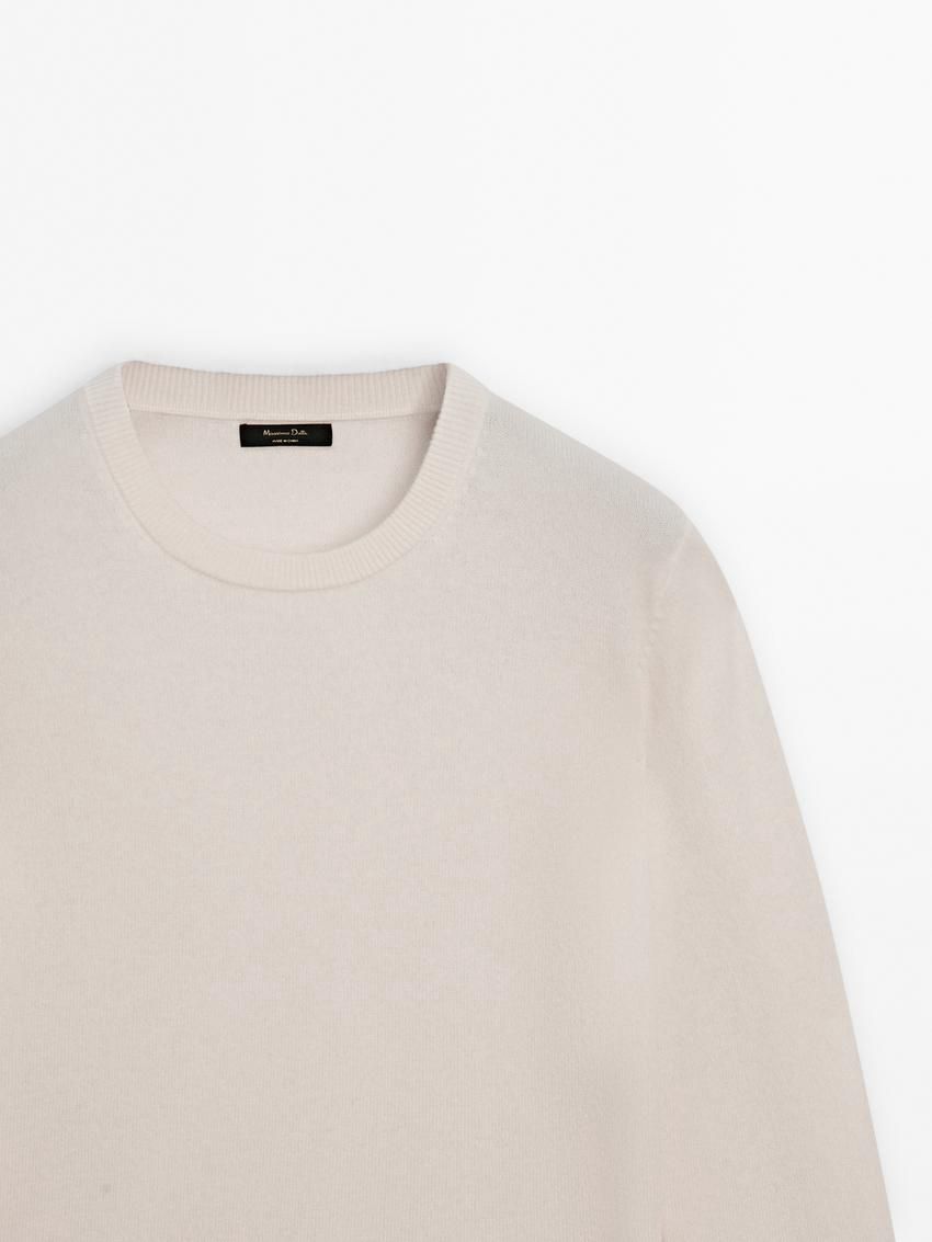 Massimo Dutti Cashmere Wool Crew Neck Women Jumpers Beige | US-PE0619354