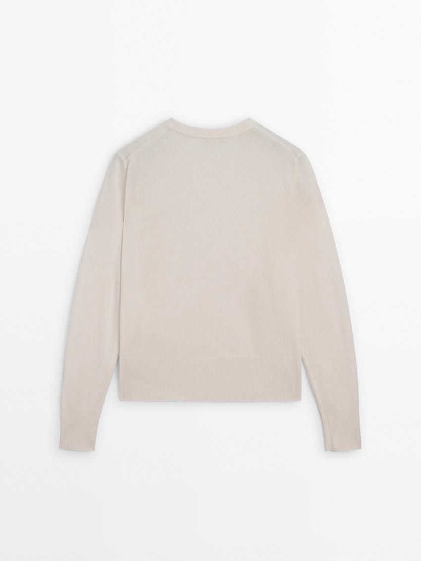 Massimo Dutti Cashmere Wool Crew Neck Women Jumpers Beige | US-PE0619354