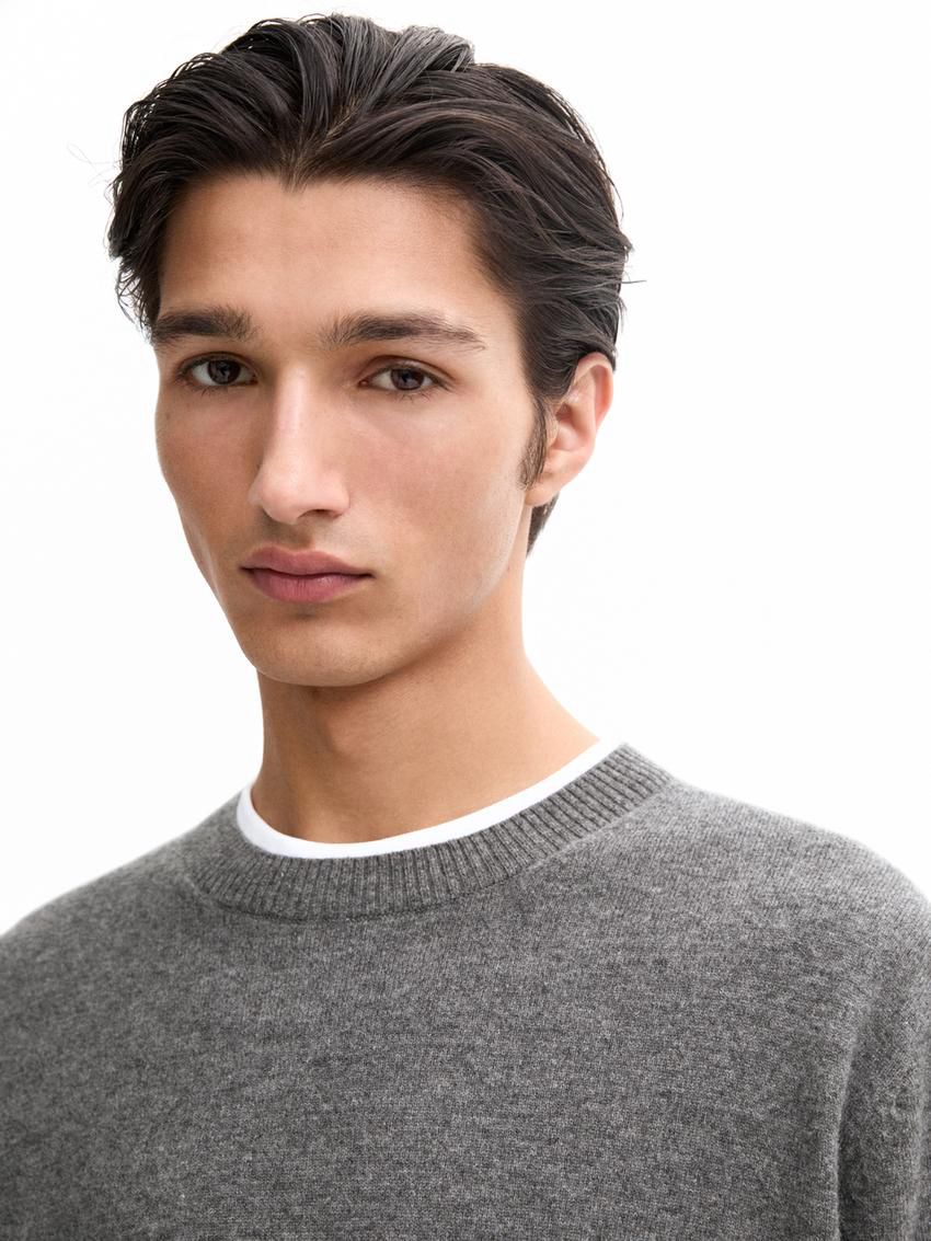 Massimo Dutti Cashmere Wool Round Neck Men Sweater Grey | US-YC6072813