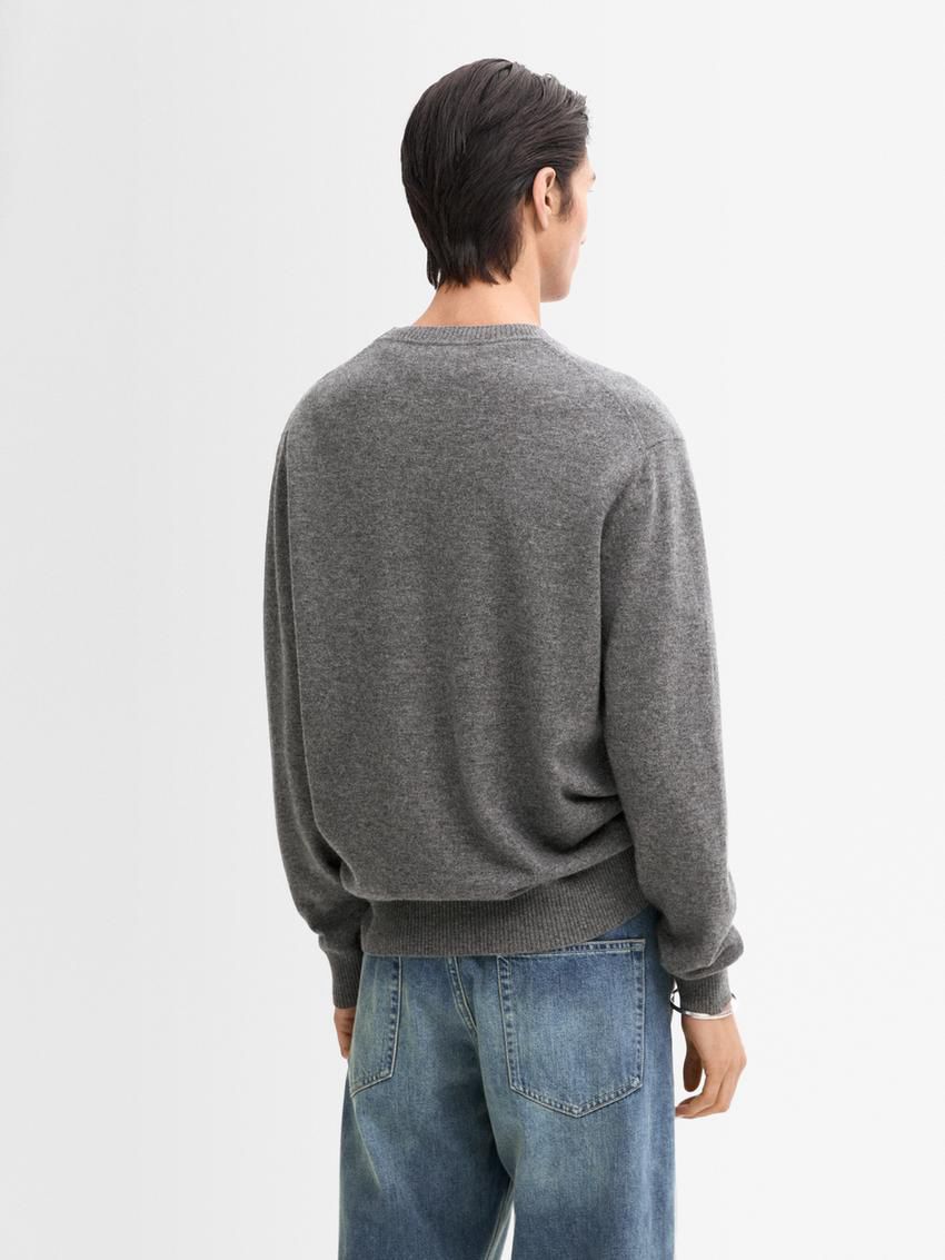 Massimo Dutti Cashmere Wool Round Neck Men Sweater Grey | US-YC6072813