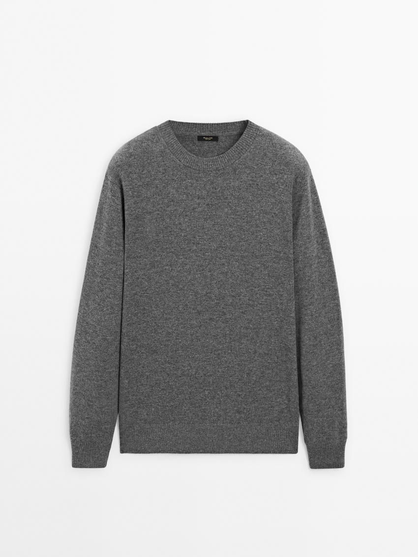 Massimo Dutti Cashmere Wool Round Neck Men Sweater Grey | US-YC6072813