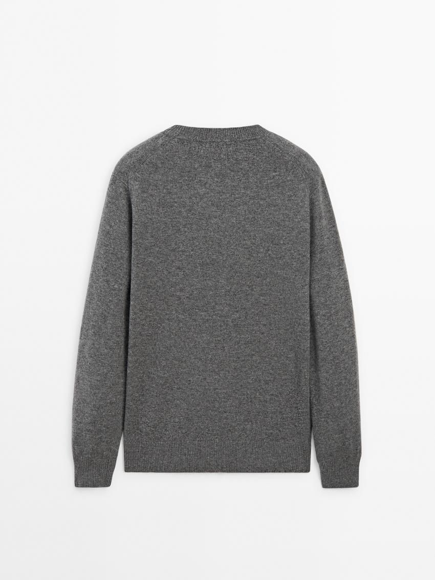 Massimo Dutti Cashmere Wool Round Neck Men Sweater Grey | US-YC6072813