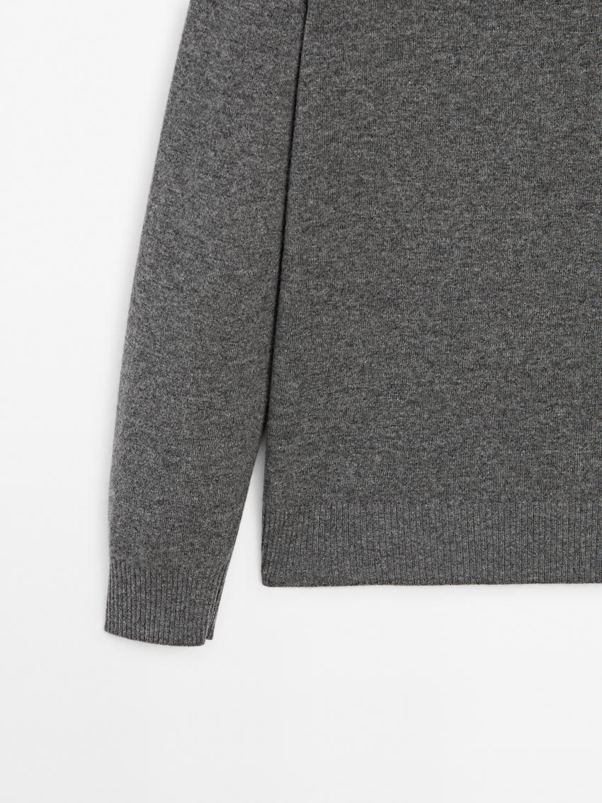 Massimo Dutti Cashmere Wool Round Neck Men Sweater Grey | US-YC6072813