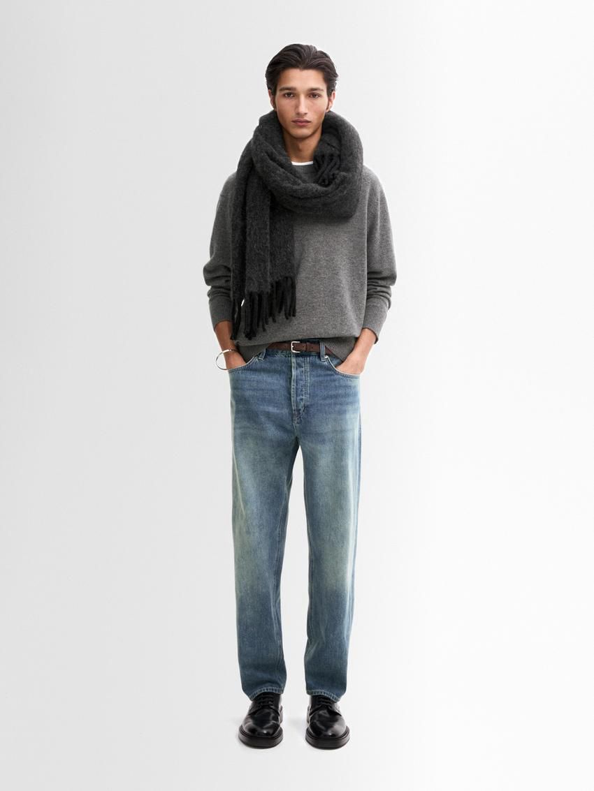 Massimo Dutti Cashmere Wool Round Neck Men Sweater Grey | US-YC6072813