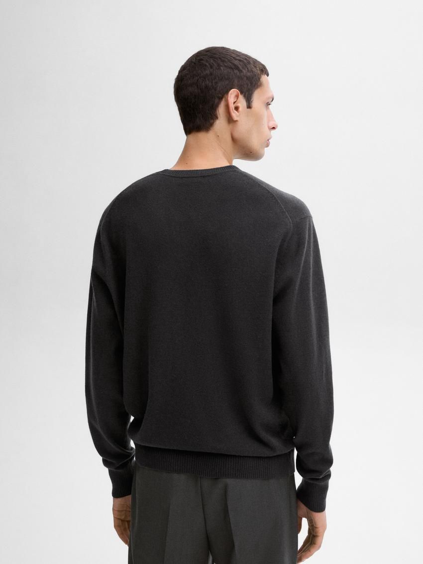 Massimo Dutti Cashmere Wool Round Neck Men Sweater Dark Grey | US-HV2670943