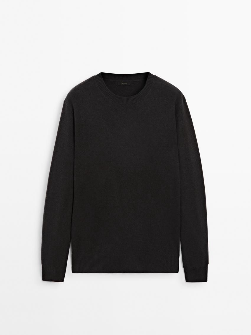 Massimo Dutti Cashmere Wool Round Neck Men Sweater Dark Grey | US-HV2670943