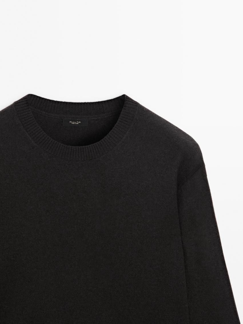 Massimo Dutti Cashmere Wool Round Neck Men Sweater Dark Grey | US-HV2670943