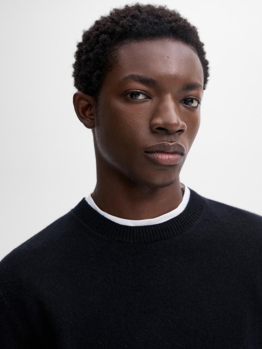 Massimo Dutti Cashmere Wool Round Neck Men Sweater Navy | US-KD4362580