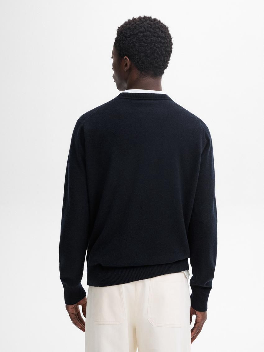 Massimo Dutti Cashmere Wool Round Neck Men Sweater Navy | US-KD4362580