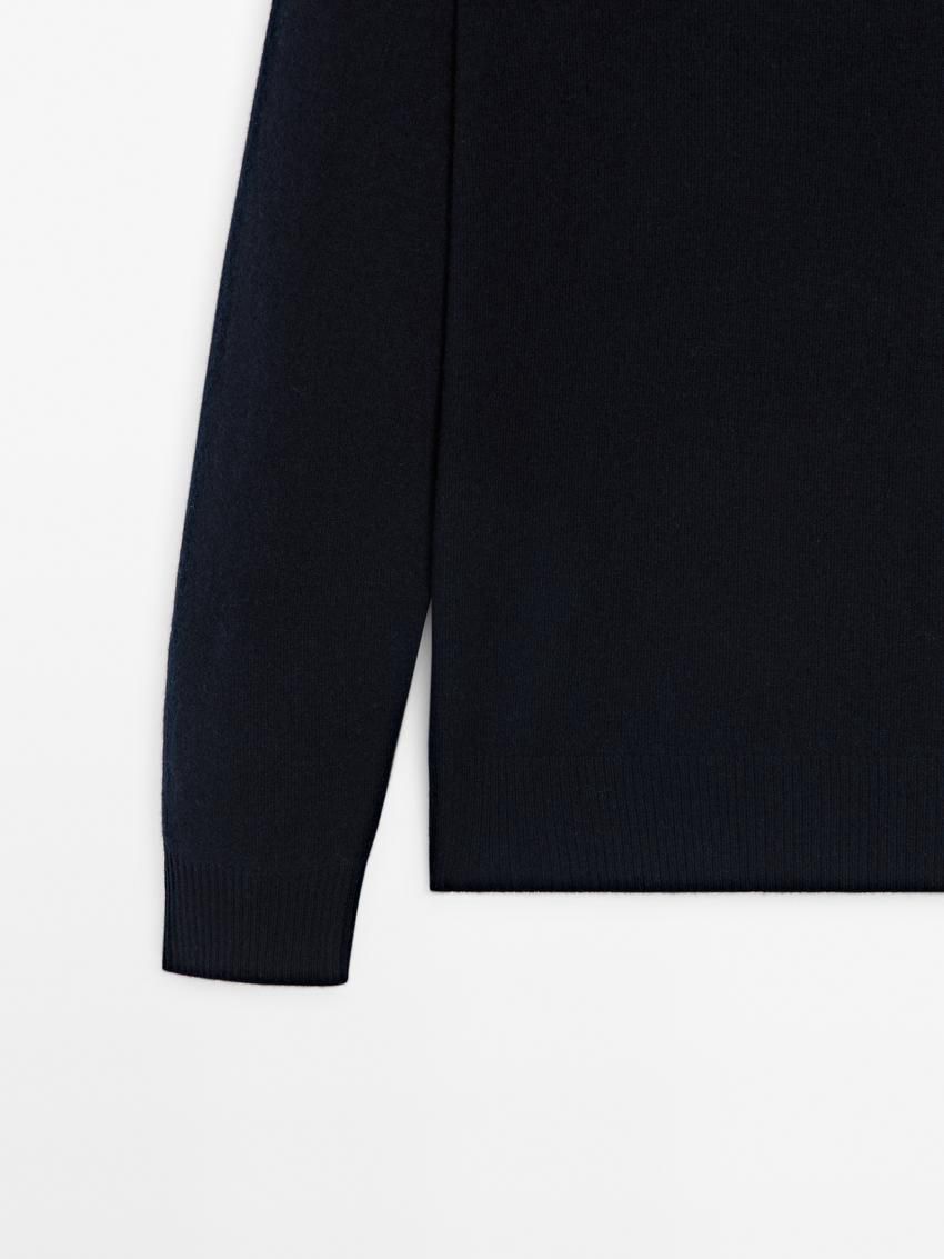 Massimo Dutti Cashmere Wool Round Neck Men Sweater Navy | US-KD4362580