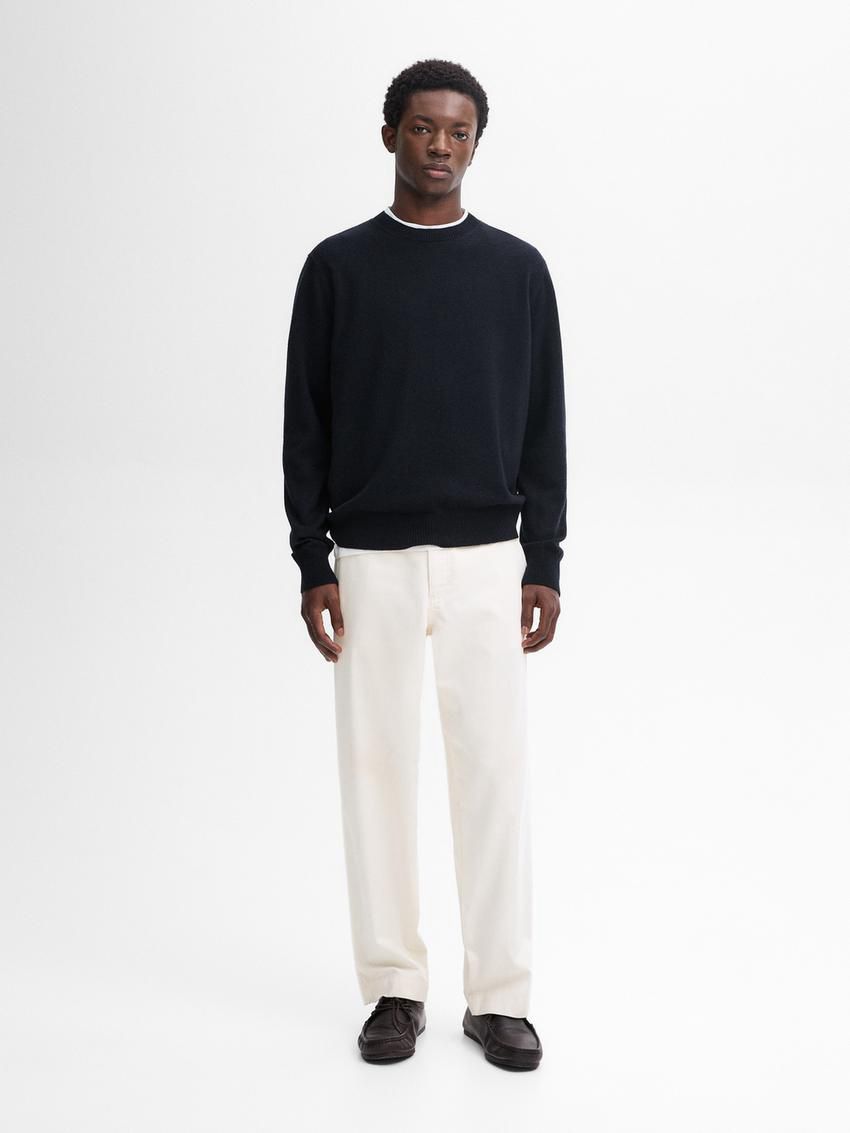 Massimo Dutti Cashmere Wool Round Neck Men Sweater Navy | US-KD4362580