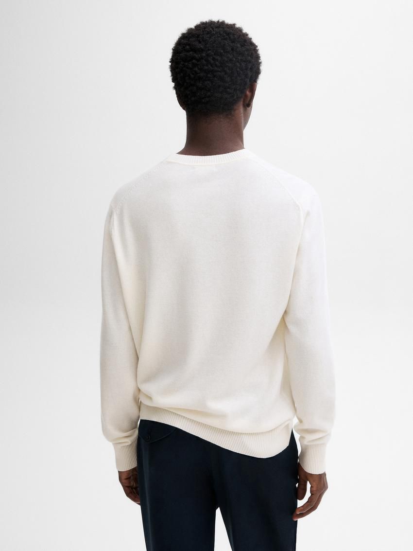 Massimo Dutti Cashmere Wool Round Neck Men Sweater Cream | US-HX0532781