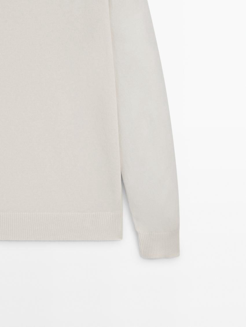 Massimo Dutti Cashmere Wool Round Neck Men Sweater Cream | US-HX0532781