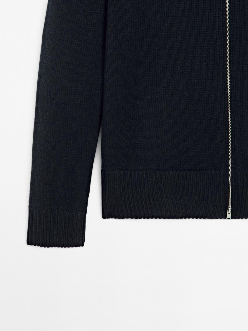 Massimo Dutti Cashmere Zip Bomber Men Cardigan Navy | US-JK6301782