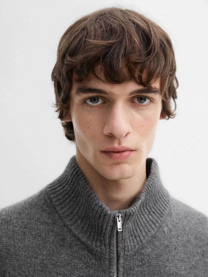 Massimo Dutti Cashmere Zip Bomber Men Cardigan Grey | US-WR5469081