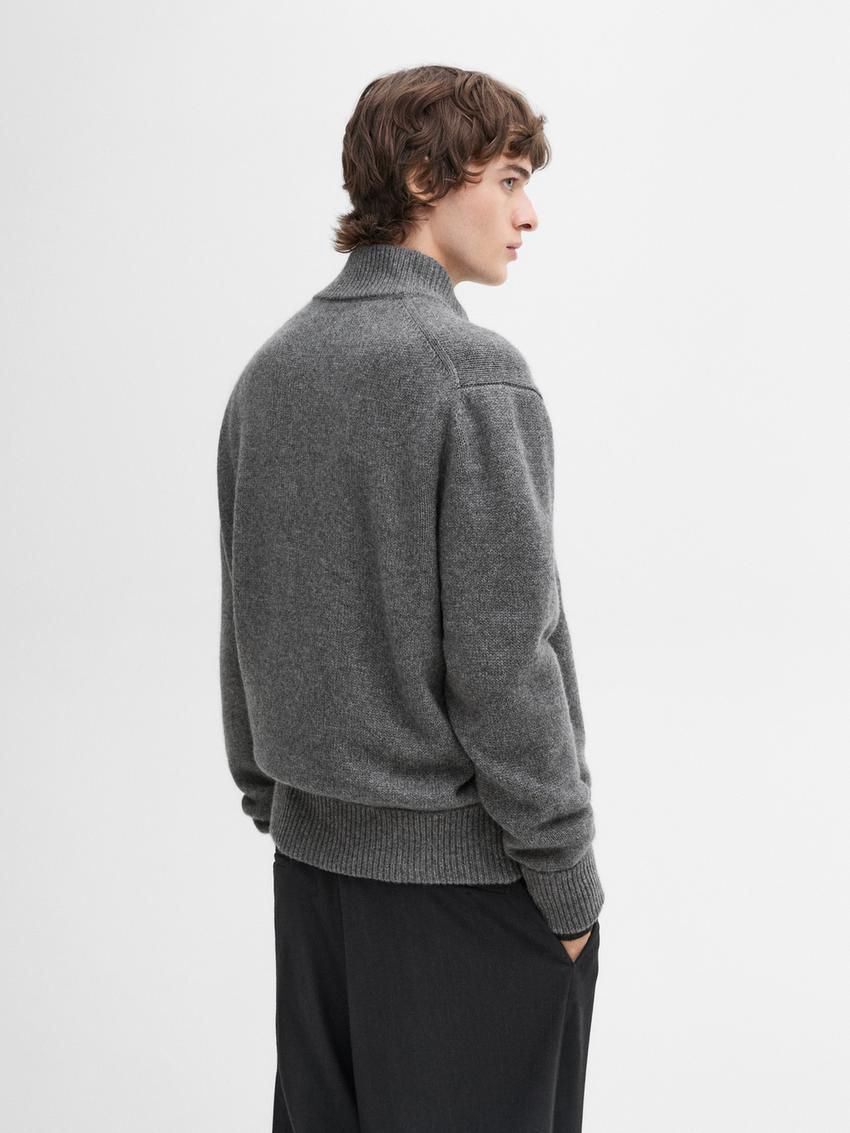 Massimo Dutti Cashmere Zip Bomber Men Cardigan Grey | US-WR5469081
