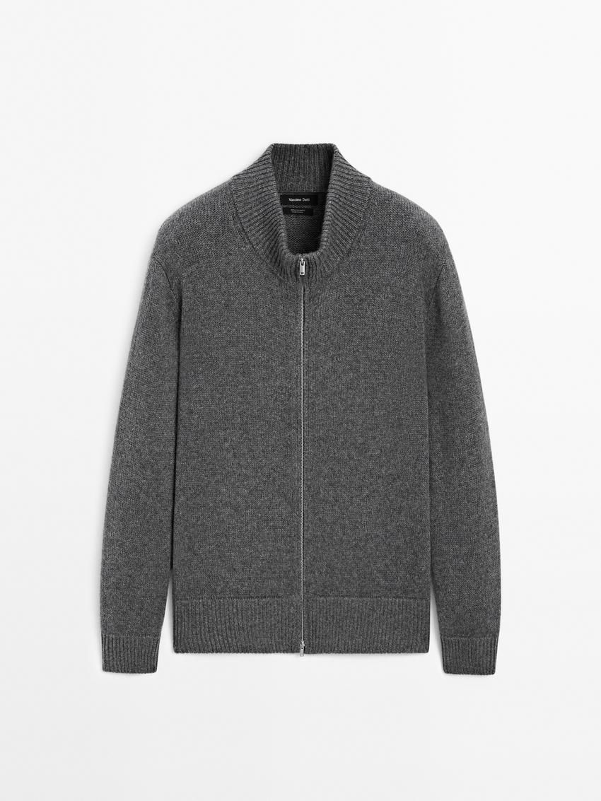 Massimo Dutti Cashmere Zip Bomber Men Cardigan Grey | US-WR5469081