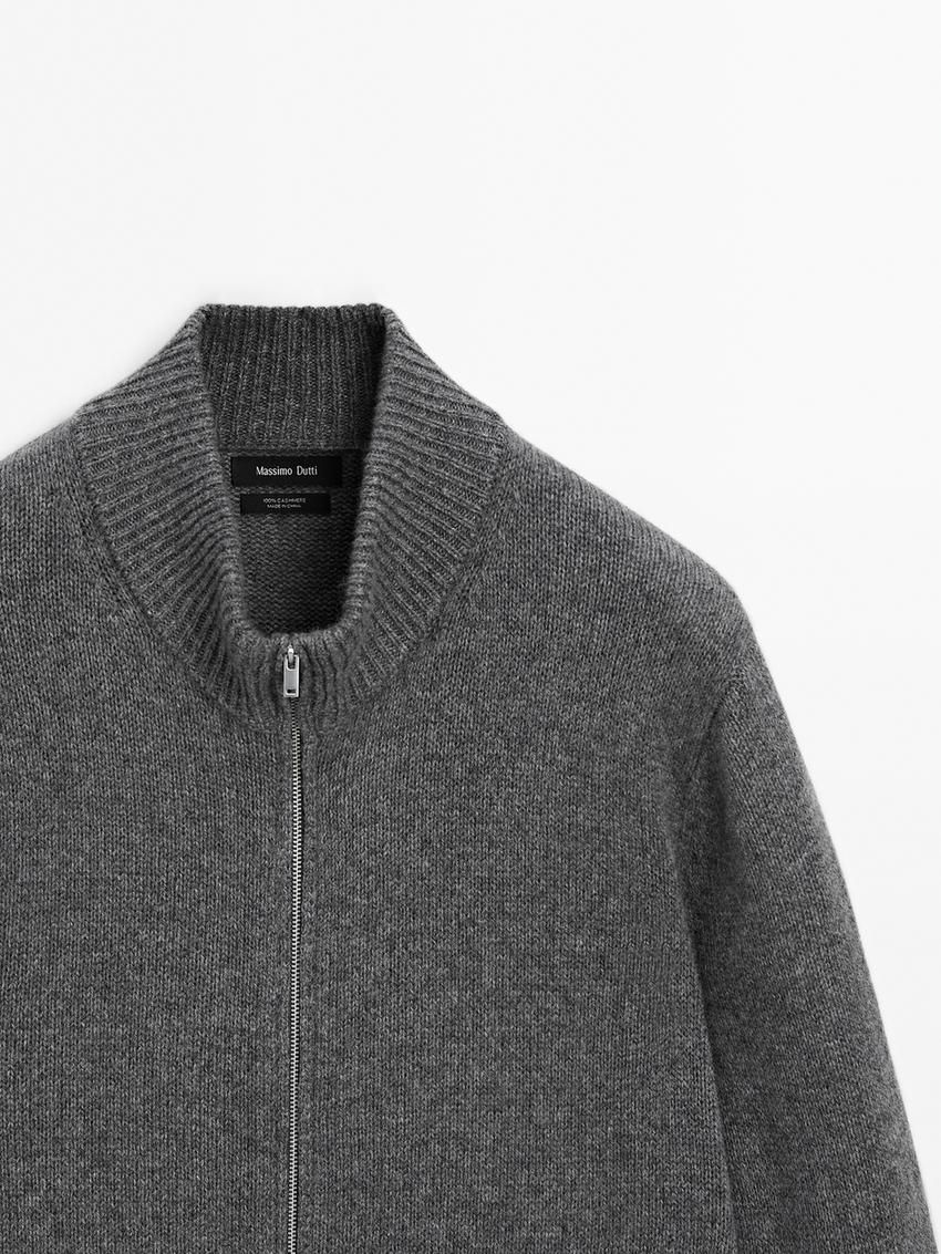 Massimo Dutti Cashmere Zip Bomber Men Cardigan Grey | US-WR5469081