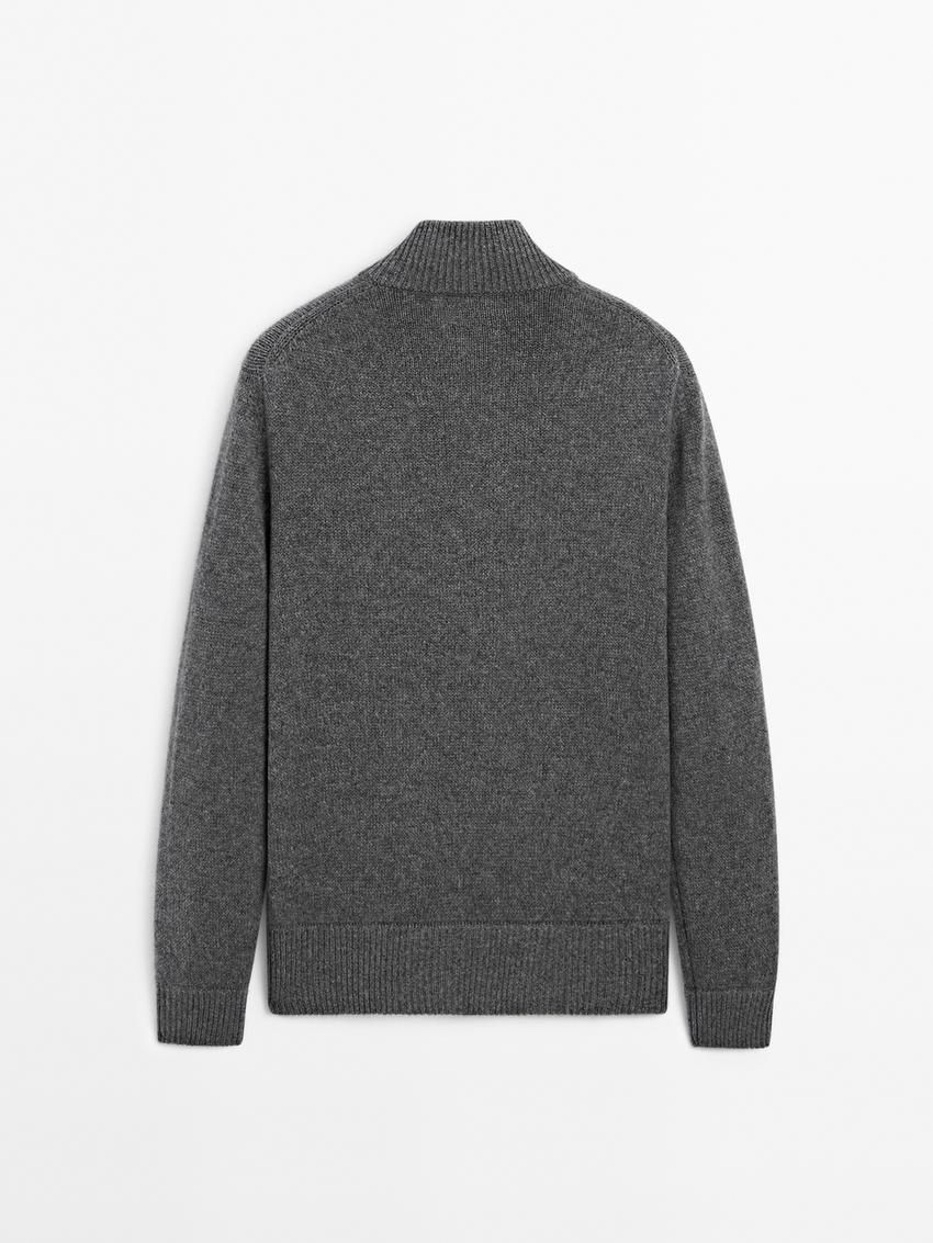 Massimo Dutti Cashmere Zip Bomber Men Cardigan Grey | US-WR5469081