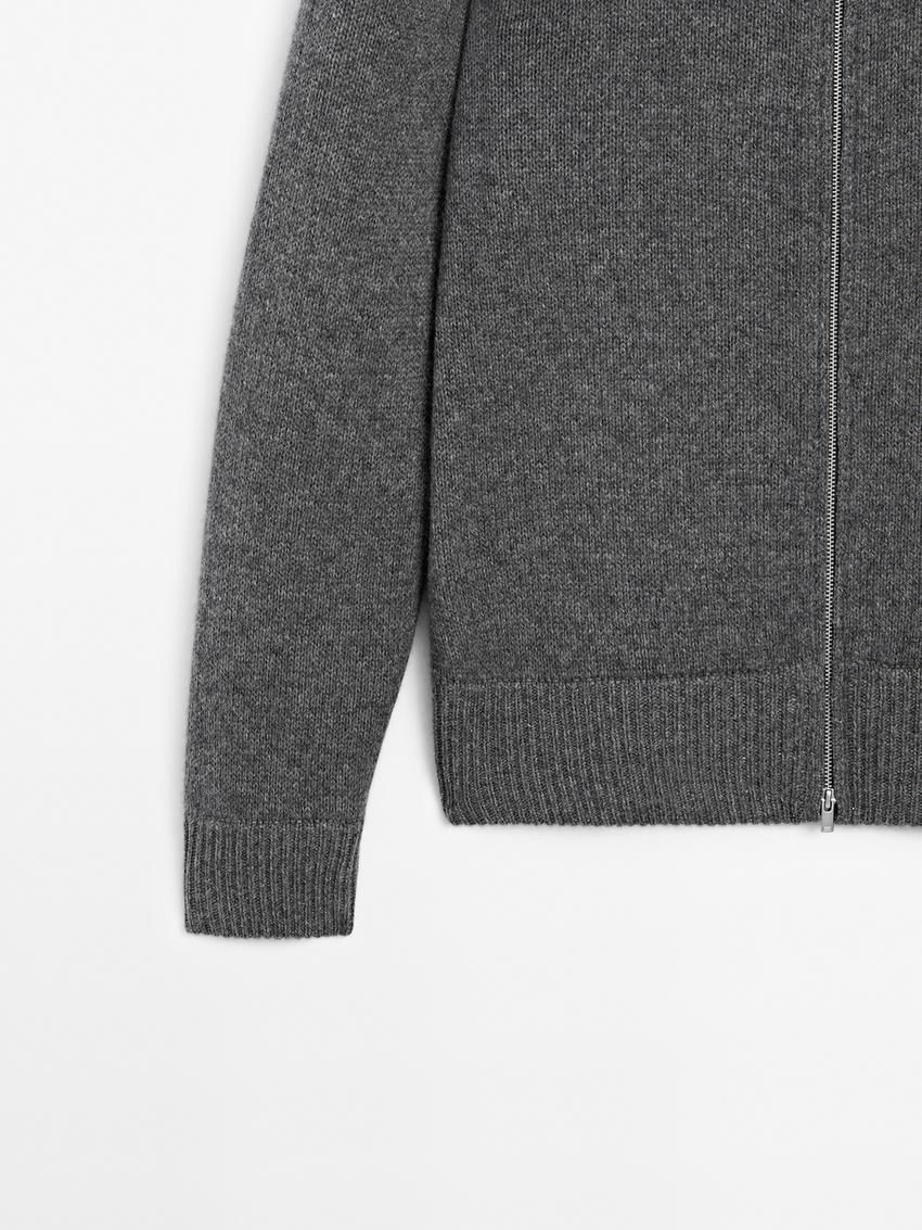 Massimo Dutti Cashmere Zip Bomber Men Cardigan Grey | US-WR5469081