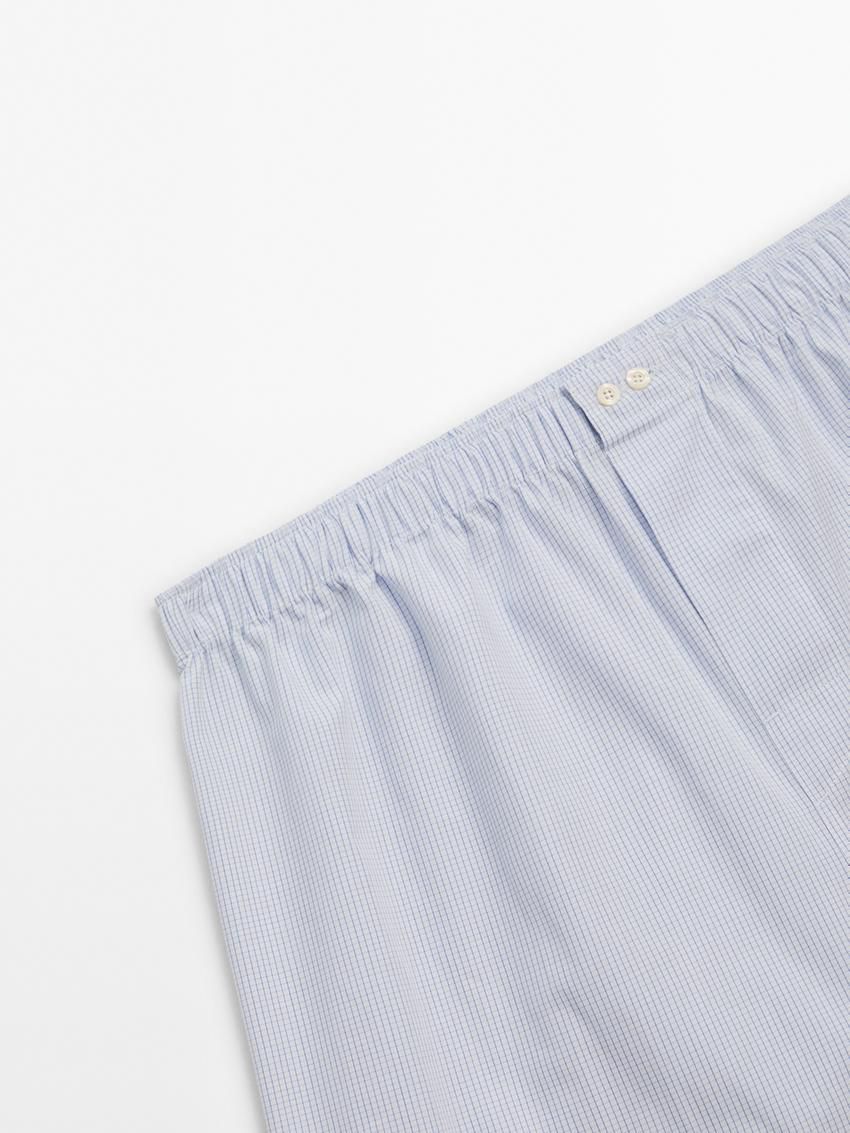 Massimo Dutti Check Poplin Men Underwear Light Blue | US-RG0459812