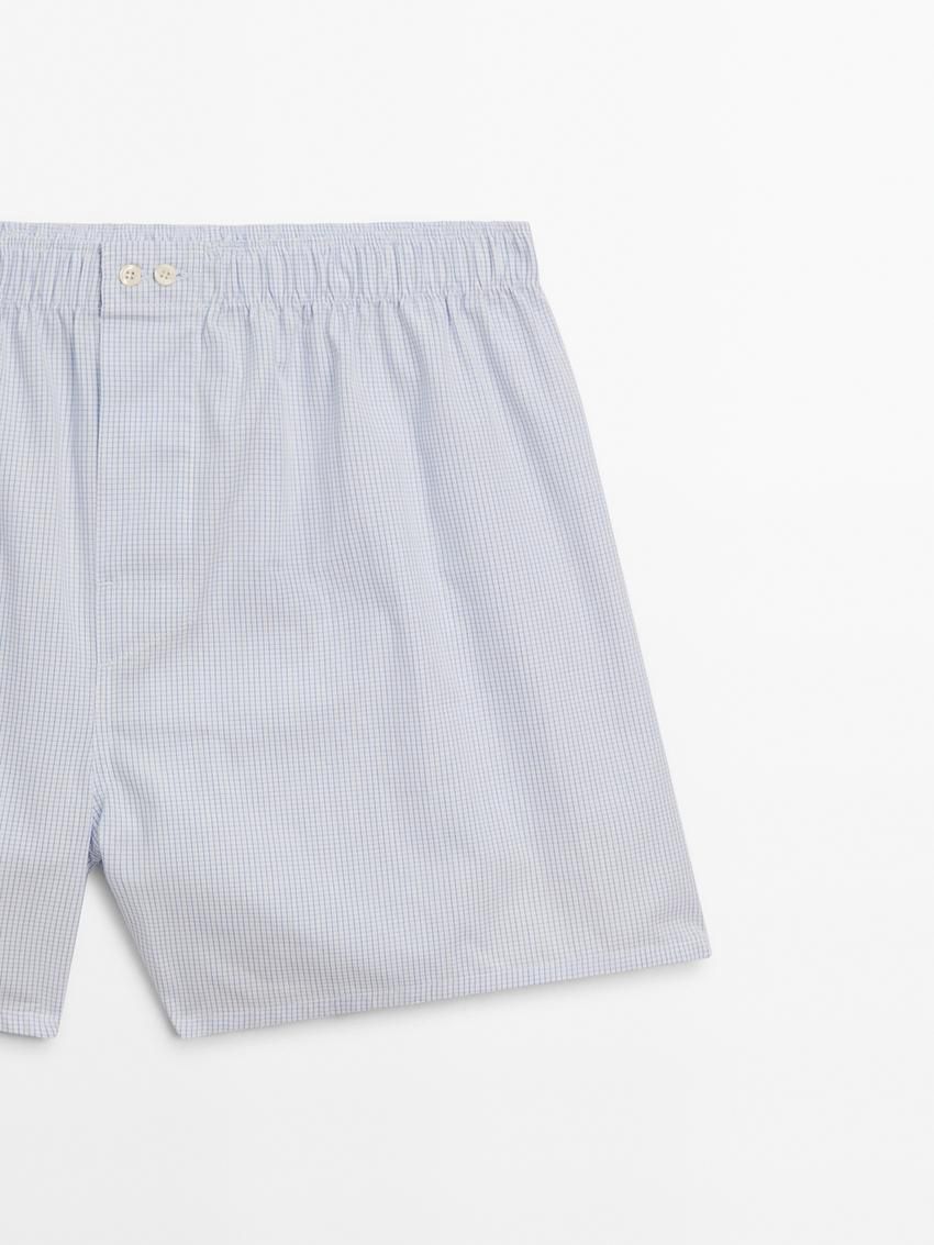 Massimo Dutti Check Poplin Men Underwear Light Blue | US-RG0459812