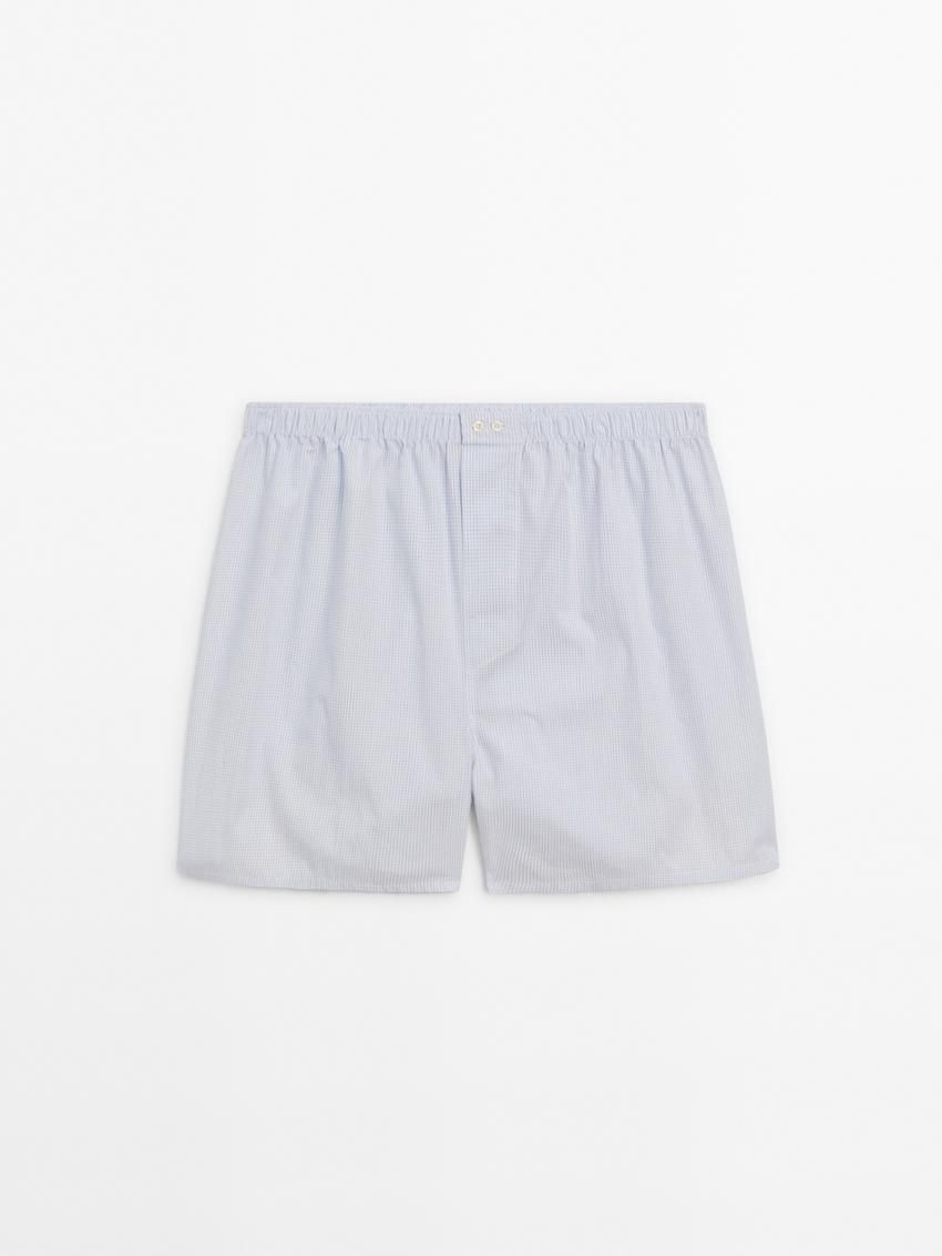 Massimo Dutti Check Poplin Men Underwear Light Blue | US-RG0459812