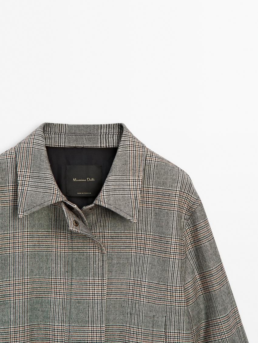 Massimo Dutti Checked Women Bomber Jacket Grey | US-YA5496132