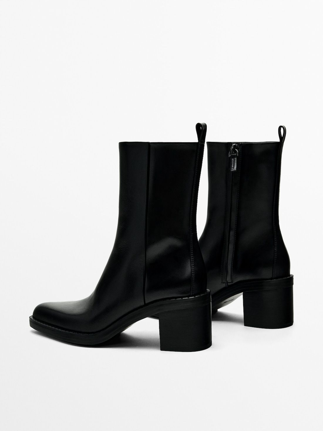 Massimo Dutti Chunky Heel Women Ankle Boots Black | US-CE6207843