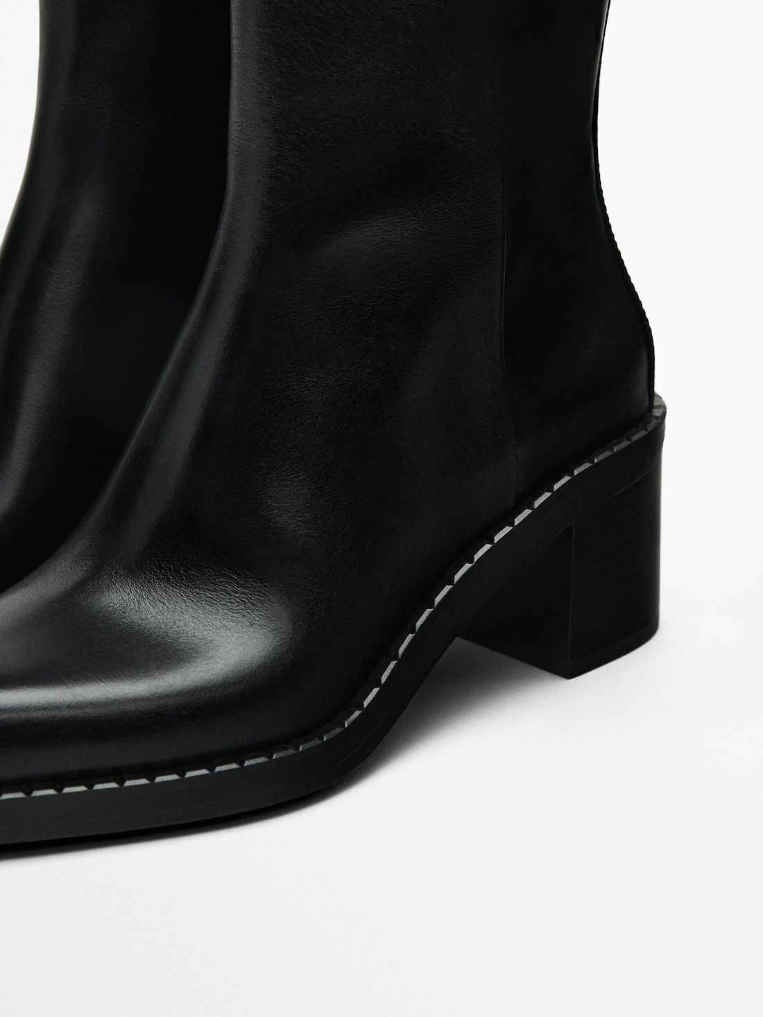 Massimo Dutti Chunky Heel Women Ankle Boots Black | US-CE6207843