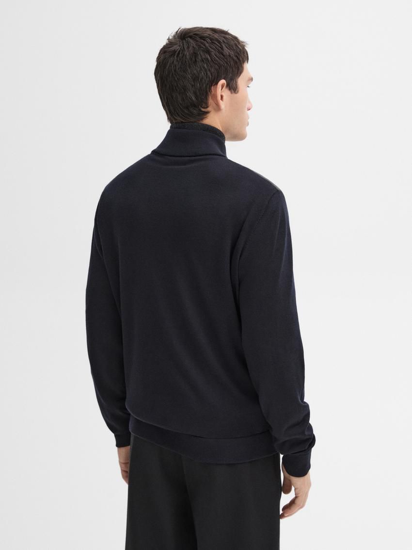 Massimo Dutti Contrast Knit Men Puffer Jacket Navy | US-BR5810429