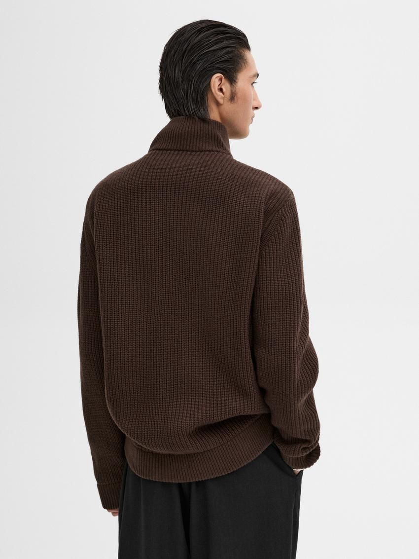 Massimo Dutti Contrast Knit Suede Leather Men Jacket Dark Brown | US-TV2463017