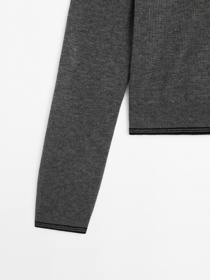 Massimo Dutti Contrast Knit With Polo Collar Women Sweater Grey | US-PV9473052