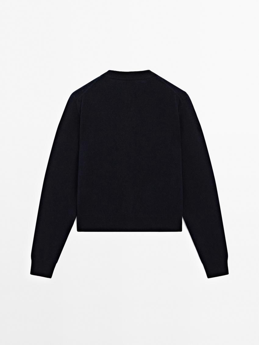 Massimo Dutti Contrast Trim With Pockets Women Cardigan Navy | US-KF6548107