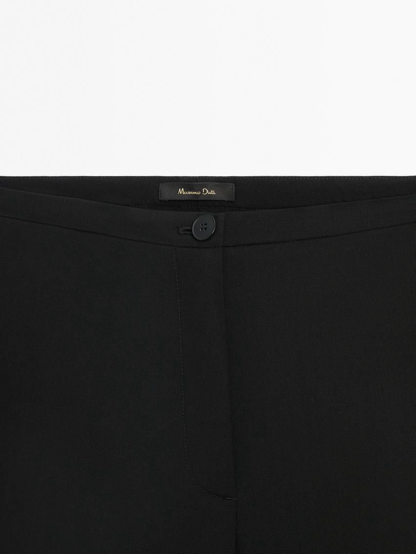 Massimo Dutti Cool Wool Capris Women Trousers Black | US-YF8425016